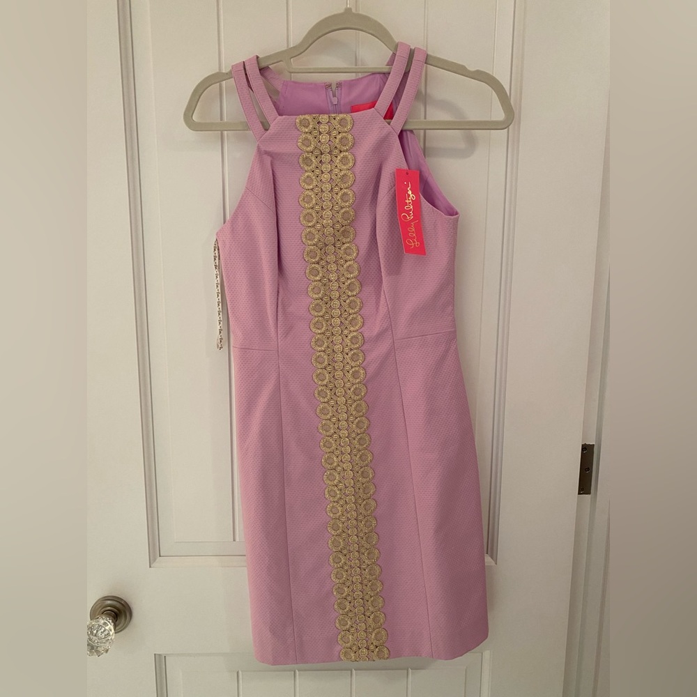 Lilly Pulitzer lavender and gold shift dress